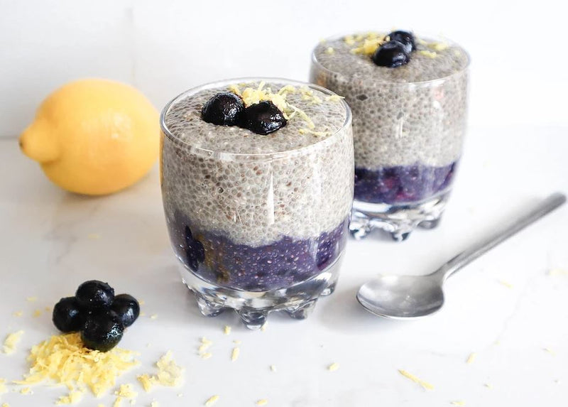 Lemon Blueberry Collagen Chia Pudding