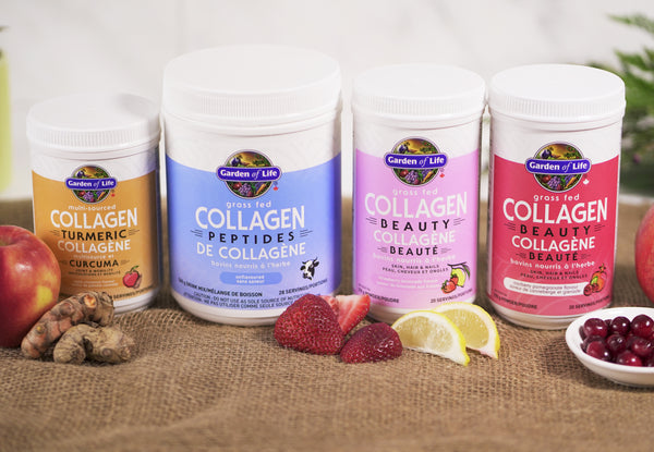 Garden of Life Canada Collagen Products: Grass Fed Collagen Turmeric, Grass Fed Unflavoured Collagen Peptides, Grass Fed Collagen Beauty (Strawberry Lemonade), Grass Fed Collagen Beauty (Cranberry Pomegranate)