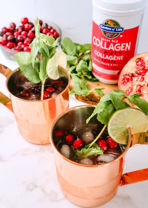 Cranberry Pomegranate Collagen Moscow Mule Mocktail