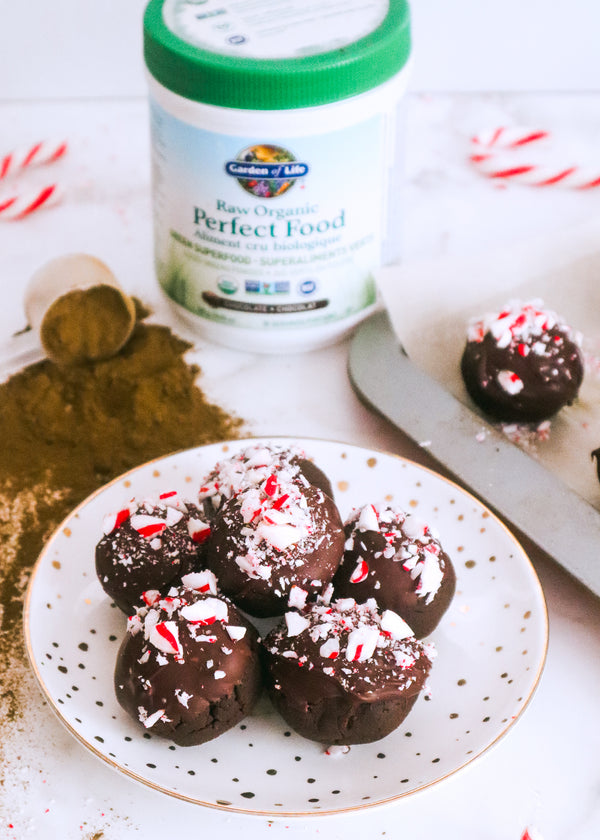No- Bake Chocolate Peppermint Protein Truffles