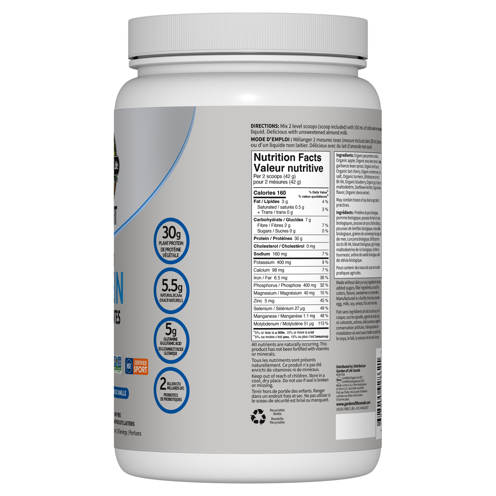 Sport Organic Plant Based Protein Vanilla
