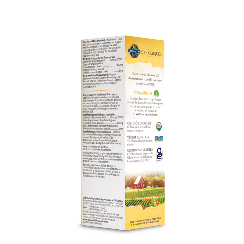 Organics - Vitamine D3 Biologique En Vaporisateur