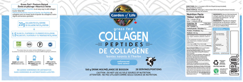 Peptides de collagène - Bovins nourris à l'herbe - Sans saveur